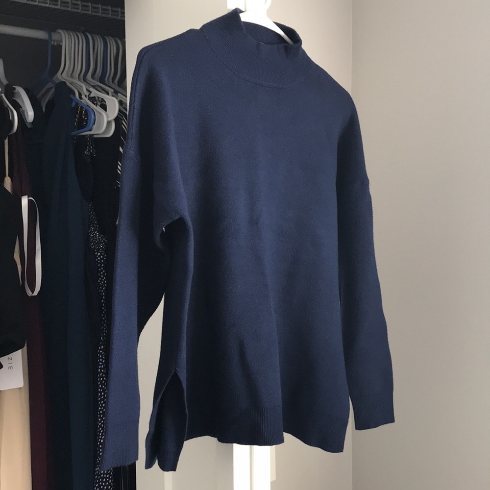 Zara Knit Navy Oversized Sweater, NWOT